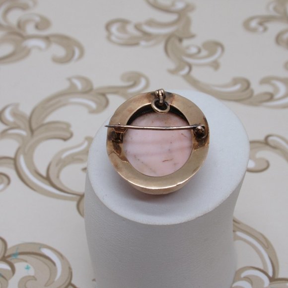 Antique 10k Carved Coral Cameo Brooch - Picture 3 of 8